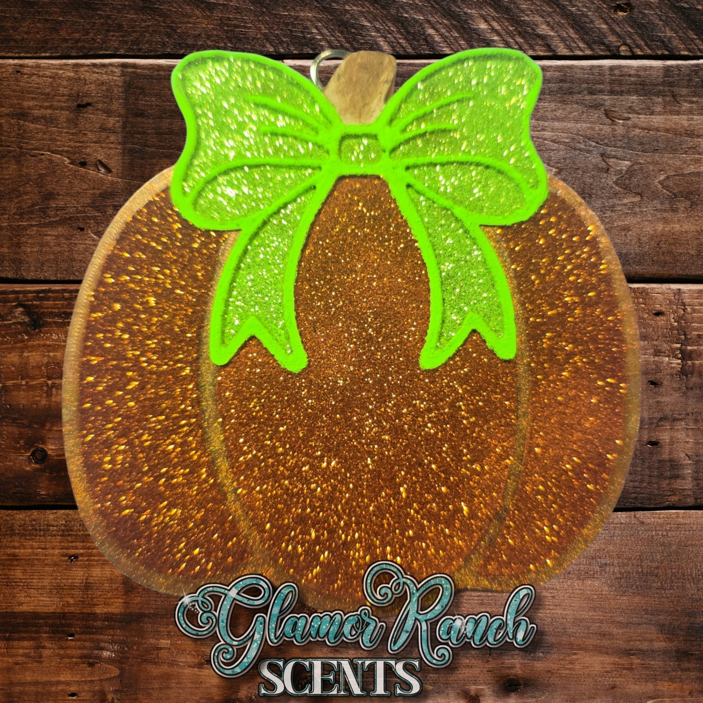 Glitter Pumpkin Freshie with Neon Bo