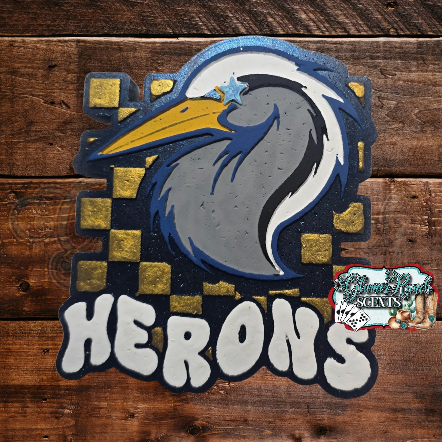 Herons checkered mascot