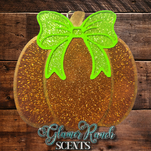 Glitter Pumpkin Freshie with Neon Bo