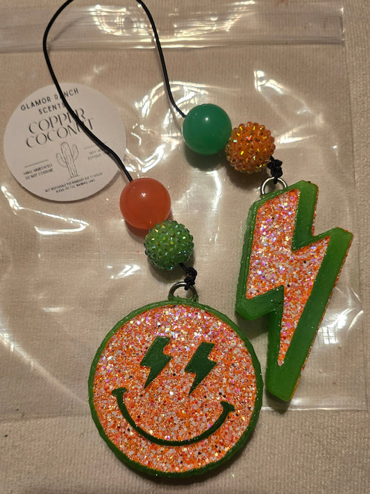 RTS- Dangle Minis: Lightening Smiley - Copper Coconut