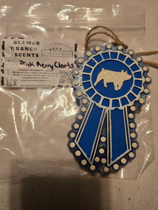 RTS- Show Pig Ribbon- Pink Berry Clouds