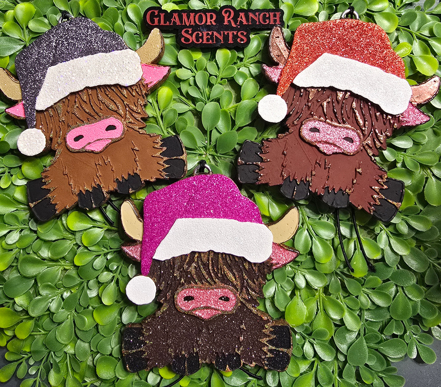 Highland Cow with Santa Hat