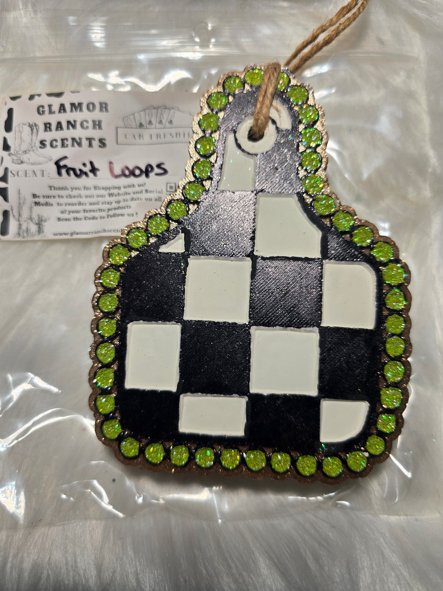RTS- Checkered Cow Tag- Fruit Loops