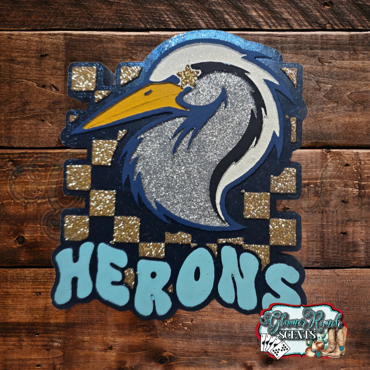 Herons checkered mascot